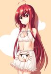 absurdres ahoge arms_behind_back bare_shoulders breasts cameltoe cat_cutout cat_lingerie cleavage_cutout covered_nipples crotch_cutout gundam00uc heart heart_background highres long_hair meme_attire navel nipples panties red_eyes red_hair see-through shakugan_no_shana shana skirt small_breasts solo underwear very_long_hair 