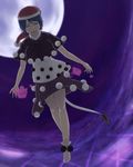  anime_coloring backlighting black_dress blob blue_eyes blue_hair dark doremy_sweet dream_soul dress full_moon grid half-closed_eyes hat legs looking_at_viewer moon multicolored multicolored_clothes multicolored_dress nightcap perspective pom_pom_(clothes) shoes short_dress short_hair short_sleeves solo tail tapir_tail tenkomori_(bug_kura) thighs touhou turtleneck white_dress white_footwear 