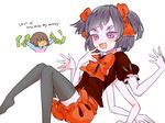  androgynous bad_id bad_twitter_id black_hair blush bow brown_hair chibi closed_eyes english extra_eyes fangs frisk_(undertale) grey_legwear hair_bow insect_girl jpeg_artifacts meme misha_(hoongju) money muffet multiple_arms no_nose open_mouth puffy_sleeves ribbon shirt short_sleeves simple_background smile spider_girl text_focus thighhighs two_side_up undertale white_background zettai_ryouiki 