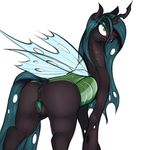  2016 anus asadama blush butt changeling female feral friendship_is_magic green_eyes hair horn long_hair membranous_wings my_little_pony pussy queen_chrysalis_(mlp) simple_background solo spread_pussy spreading white_background wings 