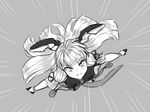  dragon_ball dragon_ball_z_super_saiya_densetsu gloves greyscale headgear kantai_collection long_hair looking_at_viewer monochrome murakumo_(kantai_collection) necktie parody remodel_(kantai_collection) solo yapo_(croquis_side) 