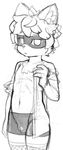  anthro bulge clothed clothing domino_mask front_view greyscale kennen kennen4 league_of_legends looking_at_viewer male mammal monochrome neutral_expression open_shirt sketch solo standing tight_clothing undressing video_games yordle 