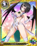  artist_request black_hair card_(medium) character_name chess_piece demon_wings dress glasses gloves high_school_dxd king_(chess) official_art purple_dress purple_eyes solo sona_sitri thighhighs torn_clothes trading_card wings 