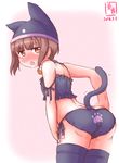  :o animal_ears animal_hat ass back bangs bell bell_choker black_bra black_legwear black_panties blue_bra blue_legwear blue_panties blunt_bangs blush bra brown_eyes brown_hair cat_hat cat_lingerie cat_tail choker clothes_writing cowboy_shot dated embarrassed from_behind full-face_blush hand_on_hip hat hat_with_ears highres jingle_bell kanon_(kurogane_knights) kantai_collection leaning leaning_forward looking_at_viewer looking_back meme_attire open_mouth panties paw_print pink_background short_hair side-tie_panties solo strap_slip tail tears thighhighs trembling underwear underwear_only z3_max_schultz_(kantai_collection) 