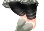  ass back bike_shorts commentary_request grey_legwear highres kagerou_(kantai_collection) kantai_collection kneehighs leg_garter lower_body ohiya pleated_skirt school_uniform shorts shorts_under_skirt simple_background skirt solo uniform white_background 