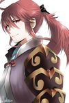  ahoge artist_name fire_emblem fire_emblem_if hoshino_(pixiv12796893) long_hair male_focus ponytail red_eyes red_hair simple_background solo tsubaki_(fire_emblem_if) white_background 