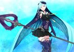  armor brynhildr_(fate) brynhildr_romantia dress fate/prototype fate/prototype:_fragments_of_blue_and_silver fate_(series) highres long_hair polearm purple_eyes silver_hair solo spear thighhighs weapon ycco_(estrella) 