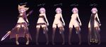  alternate_costume ass_visible_through_thighs black_gloves black_legwear black_panties blush boots breasts character_sheet choker cross-laced_footwear elf english facial_mark fingerless_gloves full_body gloves gold_trim hairband hat highres kaleina_(ricegnat) lace-up_boots lineup long_hair looking_at_viewer microskirt multiple_views naked_tabard navel nipples nude original panties pointy_ears polearm pubic_hair purple_eyes purple_hair pussy ricegnat simple_background skirt small_breasts smile tabard thighhighs topless underwear underwear_only variations very_long_hair weapon witch_hat wrist_wrap zettai_ryouiki 