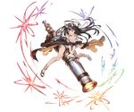  alternate_costume animal_ears ankle_cuffs anklet bangs bazooka bikini black_eyes black_hair blunt_bangs breasts buttons cape cat_ears full_body gloves goggles goggles_on_head granblue_fantasy huge_weapon jessica_(granblue_fantasy) jewelry large_breasts long_hair minaba_hideo official_art open_toe_shoes sandals shoes smile solo star swimsuit transparent_background very_long_hair weapon white_gloves 
