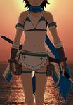  apron bikininja highres katana kunai scarf short_hair shuriken solo standing sword tan tanline waist_apron wang-pac weapon 