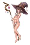  bikini brown_hair hat kono_subarashii_sekai_ni_shukufuku_wo! megumin red_eyes short_hair solo staff swimsuit witch_hat yo-jin 