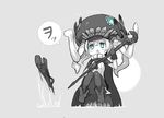 blue_eyes blush bodysuit cane cape collar commentary_request fishing ganesagi gloves greyscale i-class_destroyer kantai_collection monochrome shinkaisei-kan short_hair sweatdrop tentacles translated white_skin wo-class_aircraft_carrier 