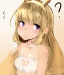  bell blonde_hair blush bra cagliostro_(granblue_fantasy) cat_cutout cat_lingerie cleavage_cutout crown granblue_fantasy highres jingle_bell long_hair looking_at_viewer meme_attire muoto purple_eyes solo underwear 