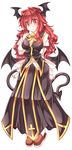  bat_wings blush demon_tail flying_sweatdrops full_body head_wings koakuma long_hair long_sleeves looking_at_viewer mumumu pointy_ears puffy_sleeves red_eyes red_hair ribbon shirt shoes simple_background skirt skirt_set smile solo tail touhou vest white_background wings 