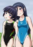  aragaki_ayase black_eyes black_hair breasts competition_swimsuit gokou_ruri highres mole mole_under_eye multiple_girls one-piece_swimsuit ore_no_imouto_ga_konna_ni_kawaii_wake_ga_nai small_breasts standing swimsuit yamabata_mami 