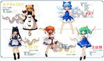  :&lt; absurdres apron arm_behind_back arm_behind_head arms_up barefoot black_hair bloomers blue_dress blue_eyes blue_hair book boots bow brown_eyes brown_hair cirno daiyousei dress fairy fang glasses green_eyes green_hair grin hands_on_hips hat highres hirasaka_makoto ice ice_wings luna_child mary_janes multiple_girls open_mouth reading red_eyes ribbon shoes short_hair side_ponytail skirt smile socks standing standing_on_one_leg star_sapphire sunny_milk touhou touhou_sangetsusei translation_request twintails two_side_up underwear waving white_dress wings 