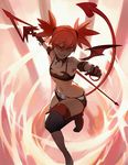  3four bat_wings belt collar demon_girl demon_tail disgaea elbow_gloves etna fang flat_chest gloves grin makai_senki_disgaea miniskirt navel pointy_ears polearm red_eyes red_hair skirt smile solo spear tail thighhighs twintails weapon wings 