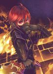  fantasy_earth_zero gloves mask red_eyes red_hair ryouku short_hair solo weapon 
