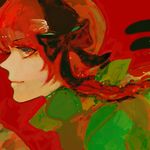  ame_tame animal_ears bad_id bad_pixiv_id braid cat_ears closed_mouth eyelashes face kaenbyou_rin lips looking_back portrait profile red_eyes red_hair ribbon smile solo touhou 