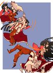  battle duel fighting fujiwara_no_mokou houraisan_kaguya long_hair multiple_girls simple_background touhou yamanyan 