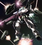  cherudim energy_gun explosion gun gundam gundam_00 hokuyuu mecha no_humans rifle sniper_rifle solo space weapon 