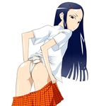  ass blue_hair dressing fundoshi hair_ornament hairclip hinoki_(hinoki-buro) japanese_clothes kaibutsu_oujo long_hair nakua red_eyes skirt solo 