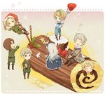  5boys axis_powers_hetalia bad_id bad_pixiv_id belarus_(hetalia) blonde_hair brown_hair christmas estonia_(hetalia) food fruit glasses grey_hair happy hat latvia_(hetalia) lithuania_(hetalia) multiple_boys multiple_girls musical_note poland_(hetalia) rinne_(pixiv) russia_(hetalia) santa_hat strawberry sweets tears ukraine_(hetalia) 