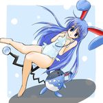  animal_ears azumarill barefoot blue_eyes blue_hair bunny_ears costume frills gen_2_pokemon long_hair lowres moemon one-piece_swimsuit personification pokemon pokemon_(creature) polka_dot polka_dot_swimsuit solo swimsuit tail tenjou_ryuka very_long_hair 