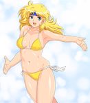  bikini blonde_hair blue_eyes headband long_hair lune_zoldark shu-z solo super_robot_wars super_robot_wars_the_lord_of_elemental swimsuit 