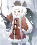  antlers blue_eyes christmas copyright_request long_hair okazaki_takeshi reindeer santa_costume snow solo very_long_hair white_hair 