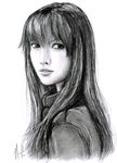  fujino_shizuru graphite_(medium) greyscale long_hair monochrome my-hime portrait solo thenicooole traditional_media 