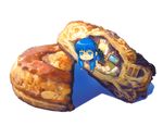  blue_hair book food game_console hirokiku mario_(series) solo super_mario_bros. television wii window 