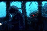  anchor commentary diver diving_helmet hat helmet koto_inari ladle murasa_minamitsu red_eyes sailor_hat skull tentacles touhou underwater 