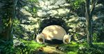  claws diglett gen_1_pokemon grass highres looking_up lying nature no_humans on_back outdoors pippi_(pixiv_1922055) plant pokemon pokemon_(creature) rock sleeping snorlax tree |_| 