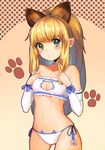  animal_ears bare_shoulders blonde_hair blush braid breasts cat_cutout cat_ears cat_lingerie cleavage_cutout commentary_request extra_ears fujisaki_(hjsk) green_eyes long_hair looking_at_viewer meme_attire meowstress monster_hunter monster_hunter_x navel panties paw_print pointy_ears ribbon side-tie_panties small_breasts solo twin_braids underwear underwear_only white_panties 