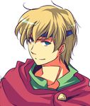  blonde_hair blue_eyes cape harushino headband holmes_(tear_ring_saga) lowres male_focus portrait simple_background solo tear_ring_saga white_background 