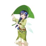  :d alternate_height bangs blue_hair braid brown_eyes fairy fairy_wings flower frilled_sleeves frills green_skirt hair_between_eyes hair_flower hair_ornament hair_over_shoulder hairpin holding holding_leaf leaf long_braid long_hair looking_at_viewer love_live! love_live!_school_idol_project minigirl official_art open_mouth puffy_sleeves single_braid skirt smile solo sonoda_umi transparent_background wings 