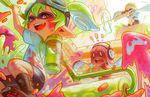  2girls domino_mask ink_tank_(splatoon) inkling mask multiple_girls paint_roller paint_splatter splatoon_(series) splatoon_1 super_soaker tentacle_hair whispwill 