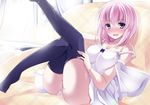  blush breasts cleavage mutou_kurihito panties pink_hair sky_world tagme_(character) thighhighs underwear 