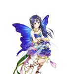  blue_wings butterfly_wings collar flower hands long_hair looking_at_viewer love_live! love_live!_school_idol_project official_art solo sonoda_umi transparent_background wings 