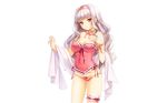  breasts cleavage garter headband idolmaster k-ko panties photoshop red_eyes shijou_takane underwear white white_hair 