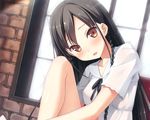  black_hair blush braids brown_eyes close cropped cube erect_nipples kantoku koi_suru_kanojo_no_bukiyou_na_butai long_hair nanase_sena scan 