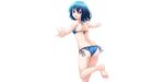  ass barefoot bikini blue_hair kazenokaze original purple_eyes swimsuit white 