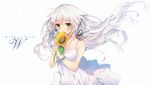 anceril_sacred dress flowers green_eyes long_hair mishima_kurone original scan summer_dress white_hair 