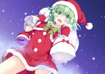  blush christmas east01_06 green_eyes green_hair hat komeiji_koishi santa_costume santa_hat short_hair snow touhou 