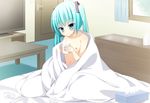  aqua_hair blue_eyes breasts drink hatsune_miku long_hair navel nipples nude papino twintails vocaloid 