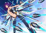  breasts def_(chronowarld) gloves long_hair mechagirl navel original ponytail purple_eyes purple_hair robot 