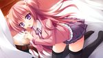  anapom blush censored fellatio game_cg long_hair ootori_maria orange_hair purple_eyes seifuku shukufuku_no_kane_no_oto_wa_sakura-iro_no_kaze_to_tomo_ni studio_ryokucha thighhighs 