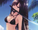  bikini bishoujo_to_wa_kiru_koto_to_mitsuketari breasts cleavage coffee-kizoku cropped kasuga_toru katana scan swimsuit sword weapon 