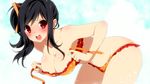  bikini black_hair blush breasts cleavage game_cg inma ponytail red_eyes ribbons sakura_beach_2 swimsuit tagme_(character) 